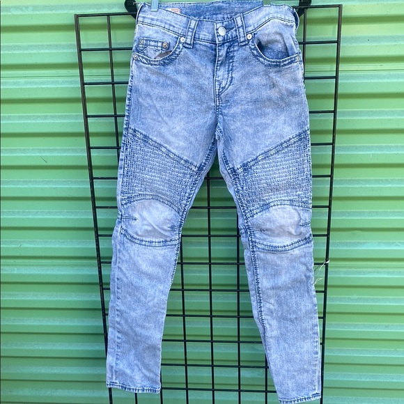 True Religion Blue Skinny Moto Jeans